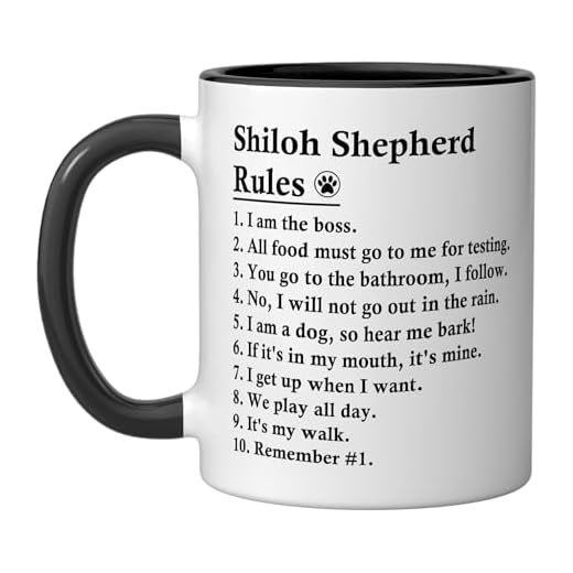 Funny Shiloh Shepherd Dog Rules Ceramic Mug, Black/White