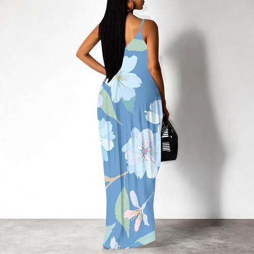 Image of SUZONANA Women Plus Size Summer Maxi Dress Spaghetti Strap Loose Sundress
