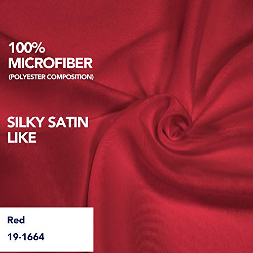PureFit Wrap Around Ruffled Bed Skirt with Adjustable Elastic Belt - 22 Inch Drop Easy to Put On, Wrinkle Free Bedskirt Dust Ruffles, Bed Frame Cover for Twin,Twin XL and Full Size Beds, Red