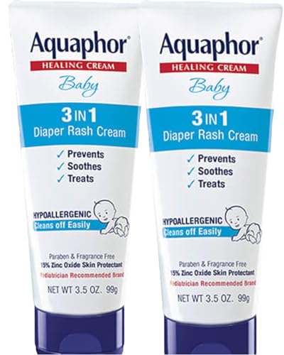 Aquaphor Baby Diaper Rash Cream, 3-in-1 Diaper Rash Relief, 3.5 O...