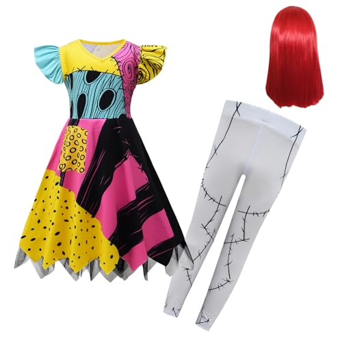 Disfraz completo Sally para niñas con peluca y medias miniatura 1