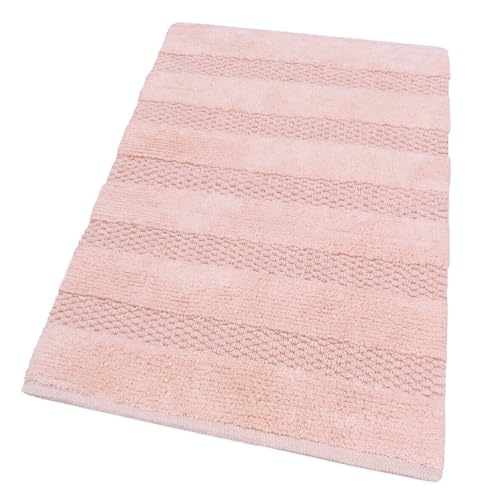 Tappeto Bagno Camera Morbido Puro Cotone Scendiletto Doccia Assorbente Antiscivolo 60x120 Cm Rosa