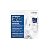 KORRES Greek Yoghurt Hydration Boost Trio Set, 3-Step Skin Care Kit with Foaming Cream Cleanser, Eye Gel & Probiotic Gel Cream, Pre & Probiotics for Balanced Hydration, Clean Beauty, 3 Piece Set