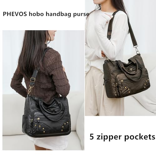 Image of Hobo Handbag and Purses for Women,Top Handle Satchel Purse Tote Shoulder Bags Faux Leather for Ladies