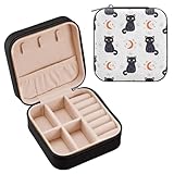 SKYSHU Joyero de gato de Halloween para adolescentes, niñas, mujeres, regalo de cumpleaños, Navidad, caja de almacenamiento portátil de piel sintética, mini estuche de joyería de viaje para collares,
