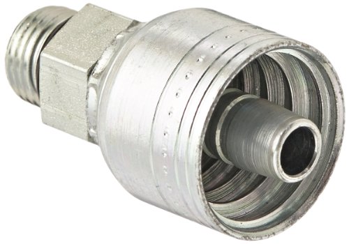 Image of Aeroquip 1AA6MB6 Carbon Steel Global TTC (Thru the Cover) Crimp Hose Fitting Male Boss O-Ring, Straight, 3 /8 inch Hose ID, 9 /16 inch - 18 Thread