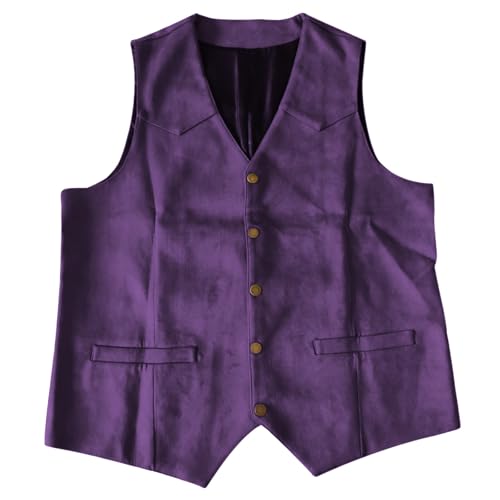 Gilet cowboy homme en daim violet M coupe normale