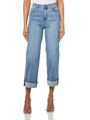 John Mark Women's Five Pocket Wide Leg Pant with Folded Cuff