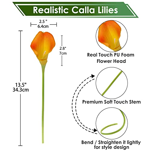 Orange Calla Lily Artificial Flowers Real Touch Flowers Fake Lily Fake Flowers For Decoration Calla Lillies Artificial Spring Flowers Tiger Lilly Flowers Calla Lily Bouquet For Wedding Home Decor #TOP4