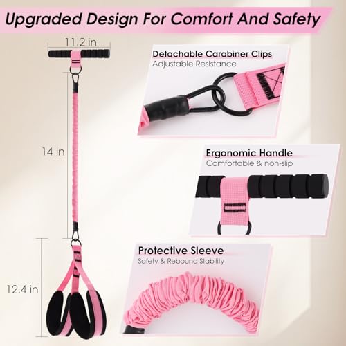 Image of Multifunction Pedal Resistance Band with Handle-Figure 8 Resistance Band Set, 3-Tube Adjustable Bands for ABS, Core, Waist, Arm, Leg, Sit Up Exercise Equipment, 3 Home Workout Chart for Women