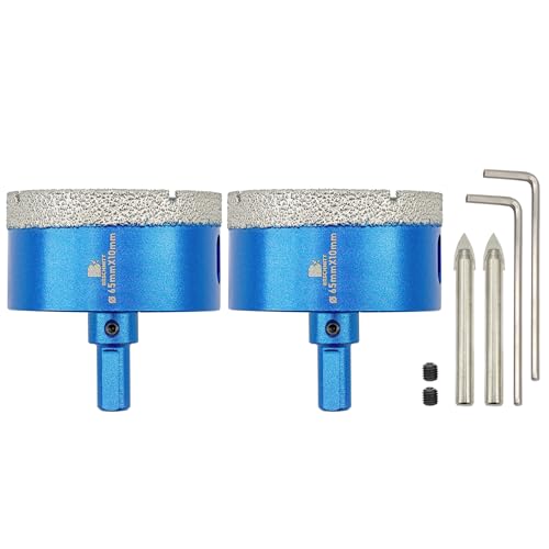 Dry Diamond Core Drill Bit with Pilot Bit - 2 1/2" inch Diamond Tile Hole Saw with Triangle Shank for Porcelain Tile Ceramic Stone Granite Marble(2pcs)