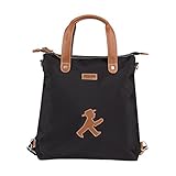 Umhängetasche AMPELMANN Handtasche  3 in 1 Shoppinghelfer mit Lederapplikation Geher  schwarz
