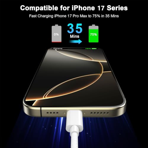 Image of [Apple MFi Certified] iPhone 17 16 15 Charger Cable Cord 3FT, 2 Pack White | 60W USB C to USB C Woven Charging Cable Cord Long for iPhone 17 16 15 Plus Pro Max, iPad Pro /Air /Mini, Galaxy S26 S25 Ultra