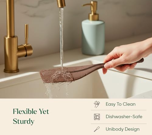 Image of Ember Cookware Silicone Flip Spatula 34 cm | 230C Heat Resistant | Wide, Versatile Spatula for Dosa, Pancakes & Cutlets | Platinum Grade Silicone | Non Scratch Seamless Unibody Design | Wine