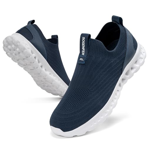 Sosenfer Herren Slip on Sneakers ohne Schnuersenkel Schuhe Mesh Atmungsaktiv Freizeitschuhe Sportschuhe Leichtgewicht Walking Turnschuhe Casual Sneaker-SHENLAN-45