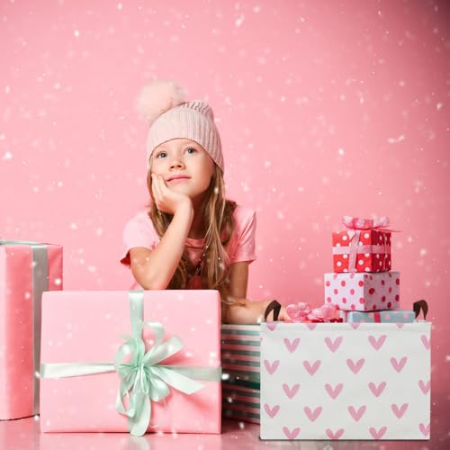 Image of Rectangle Pink Valentine Gift Basket Empty with Handles for Kids,Cute Organizer Toy Bin,Gift Basket for Girls /Kids(Pink Lovely Heart)