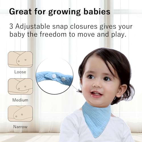 Muslin Baby Bibs 8 Pack Baby Bandana Drool Bibs for Boys Girls Soft Cotton Drooling & Teething Bibs,Unisex3