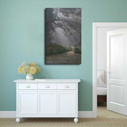 Impression sur toile forêt neutre paysage rustique déco murale 40x60 - 4