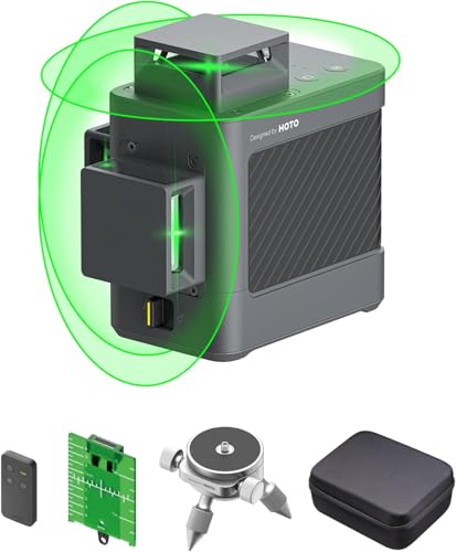 HOTO Livella Laser Autolivellante 3x360°, Livella Laser Verde 12 Linee Incrociate, con Telecomando,...