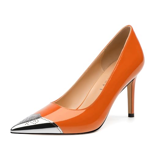 Women's Pumps, Two Toned Patchwork Pointed Toe High Heels, Fashion Slip On Daily Dressy Wedding Shoes for Women