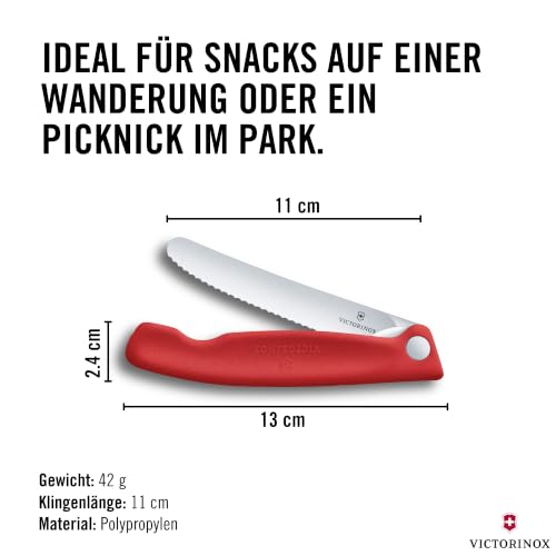 Victorinox Faltbares Picknickmesser mit Wellenschliff, 11 cm, Rot – Ansicht 3