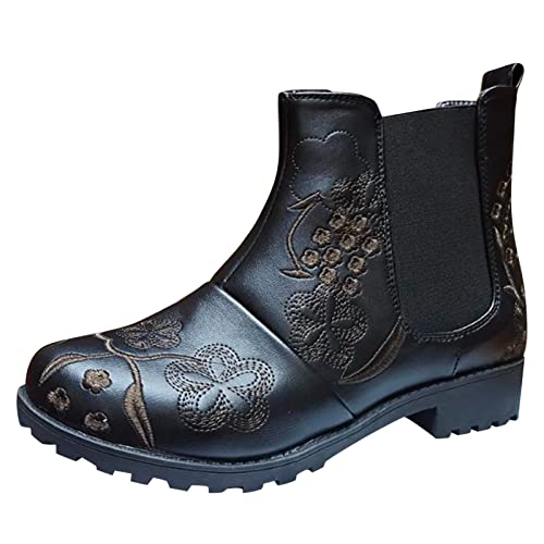 Bottes pour femmes en cuir avec fermeture éclair contre les pieds fatigués