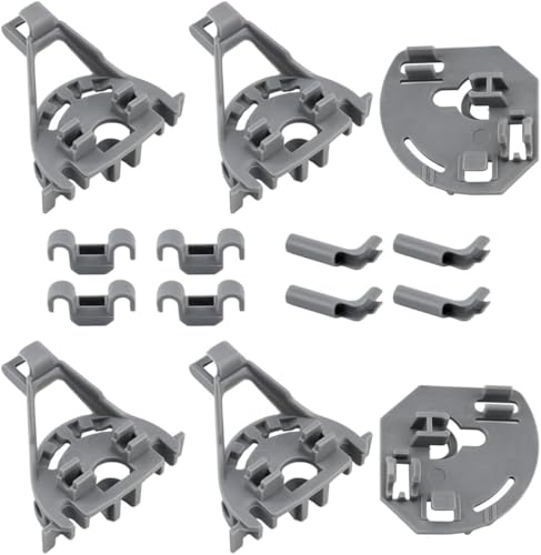 Kit de rodamientos para cesta inferior de lavavajillas, color gris, compatible con Bosch, Neff, Siemens, multimodelo, clips de estante inferior de cesta - 00418675