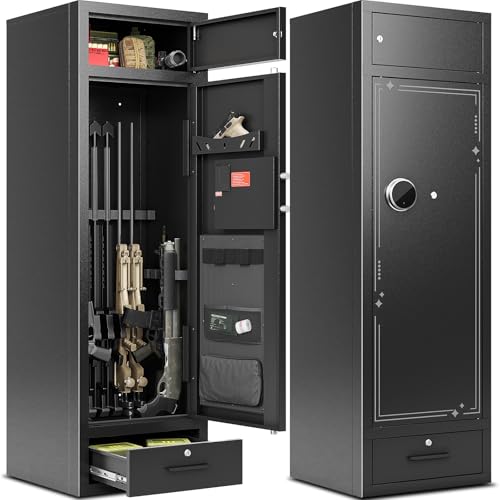 KAER 15-17 Gun Safe,Gun Safes for Home Rifle and Pistols,Large Capacity Gun Safe Rifle,Multi-Function Gun Cabinet,Sturdy Anti-Theft Gun Safe with Handgun Racks, Magnetic Lamp - KAER