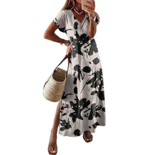 Generisch Sommerkleid Maxi tunikakleid Damen Braun S