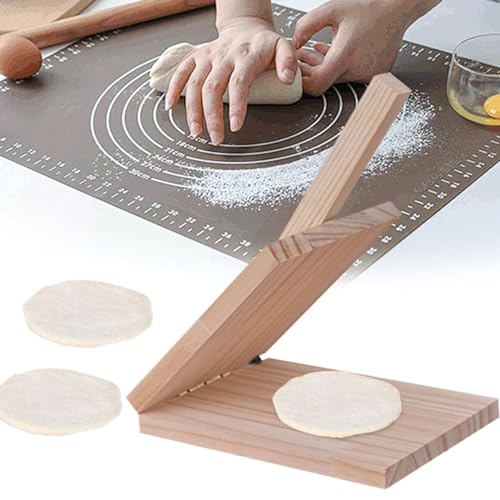 Qianly Dumpling Press Tool Household Kitchen Gadget Wood Tortilla Press for Restaurant Pancakes, Square - Thumbnail 6