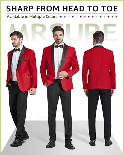 MrSure Men's Casual Blazer One Button Shawl Lapel Jacket, Lightweight Coats for Wedding Party2