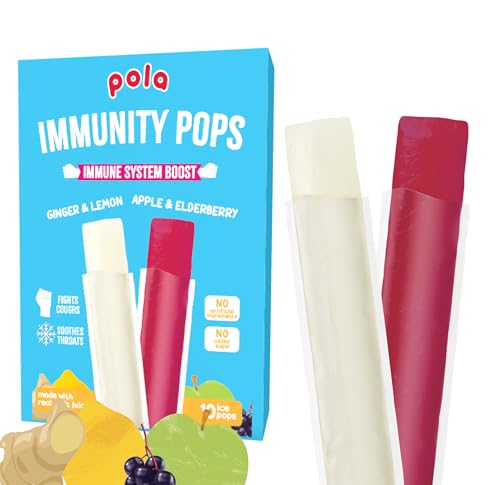Pola Immunity Pops x10 | Sore Throat & Cough Relief | Ginger & Lemon, Apple & Elderberry |70ml Pop Pouches