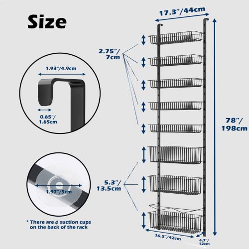 COVAODQ 8-Tier over door spice rack,hanging door storage kitchen,over door storage kitchen,Pantry Organizer Metal Hanging Kitchen Spice Rack Can Organizer - Image 3