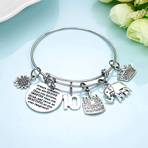 M Mooham 10Th Birthday Gifts For Girls Bracelet, 10 Year Old Girl Gifts Tenth Birthday Gifts Age 10 Charm Bracelets For Girls Child Daughter Granddaughter #TOP2
