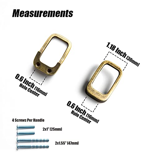 Image of Goo-Ki Antique Brass Cabinet Pulls with 0.6'' (16MM) Hole Centers,Retro Zinc Alloy Drawer Pulls for Drawer,Wardrobe,Cupboard,6 Pack