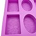 HTIAM 2 Pieces Embossing Flower Chocolate Moulds Soap DIY Mold Silicone Rectangle Oval Soap Molds Handmade Cake Candy Biscuit, Pudding Moulds Ice Cube Trays