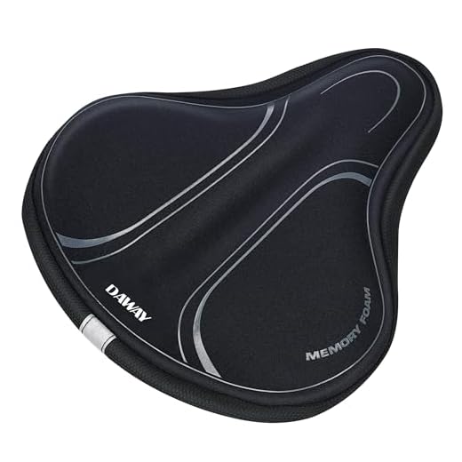 DAWAY Memory Foam Bike Seat Cover - C3 Extra Soft Pad Most Comfortable Exercise Bicycle Saddle Cushion for Women Men, Fit Stationary, Spin Indoor Bikes, Mountain, Road Outdoor Bycicle