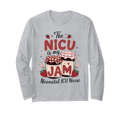 Funny Neonatal ICU Nurse The NICU is My Jam Strawberry White Manga Larga