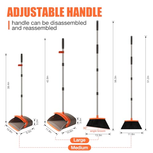 image for Meijubol Upgrade Durable Broom and Dustpan Set with 52