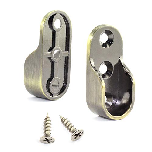 Heyous 2pcs Closet Rod Support Bracket Zinc Alloy Furniture Hardware Accessories Oval Wardrobe Clothes Hanging Rod End Holder Bronze