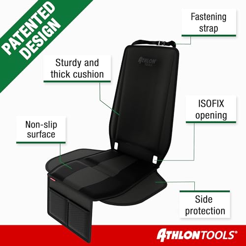 Image of ATHLON TOOLS Child Seat Pad - Side Protection, Optimal Fit - Isofix Compatible - Thickly Padded - for Child & Infant Carriers, Booster Seats - Designed in Germany