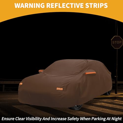 Image of Car Cover Waterproof All Weather Automotive Outdoor Anti-UV Full Exterior Cover for Volvo S90 (est) Aluminum Film Orange with Left Side Zipper