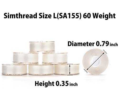 Simthread 43231-59632 144 Prewound Bobbin Thread Size L 60Wt (Sa155) For Husqvarna Viking Pfaff Creative Vision Embroidery Machines Plastic Side thumb #1