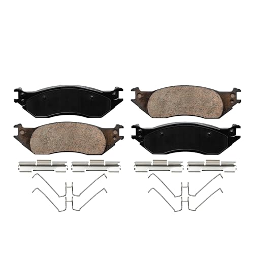 Image of Detroit Axle - Brake Pads for 2004-2007 Ford E-150, 2004-2005 E-150 Club Wagon, Front and Rear Ceramic Brake Pads w /Hardware Replacement