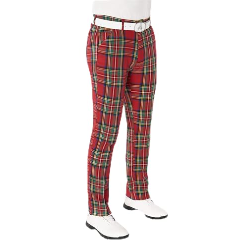 Royal &Amp; Awesome Men'S Golf Pants - Stewart Tartan Plaid, Funny Golf Style, Red, 32' Waist, 32' Leg