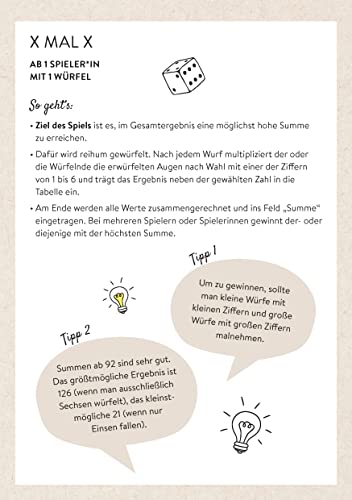 Würfelspiele | Spielspaß für Groß und Klein: Nachhaltiger Spieleblock auf Recyclingpapier mit über 300 Vorlagen für die ganze Familie | Würfel-Spielblock für Spieleabende (pen2nature books)