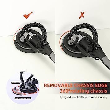 Drywall Sander, 750W Electric Drywall Sander with Vacuum Dust Collection 7 Variable Speed 900-1800 RPM with LED Light, 14 Pcs Sanding Discs, Extendable & Foldable Handle