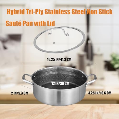 Inqibee 7 QT Saute Pan with Lid, 12 Inch Deep Frying Pan, Riveted Handle by Inqibee - Used condition - Image 4
