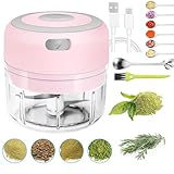 Electric Herb Grinder 3.5-Inch 3.4oz - USB Rechargeable Adjustable Coarseness, Waterproof for Herbs/Spices/Garlic - Includes Mini Scoop & Brush,...