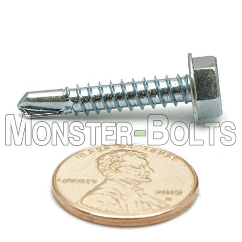 #10 x 1 pulg Tornillo Autoperforante Hexagonal Zinc Pack 100 miniatura 3